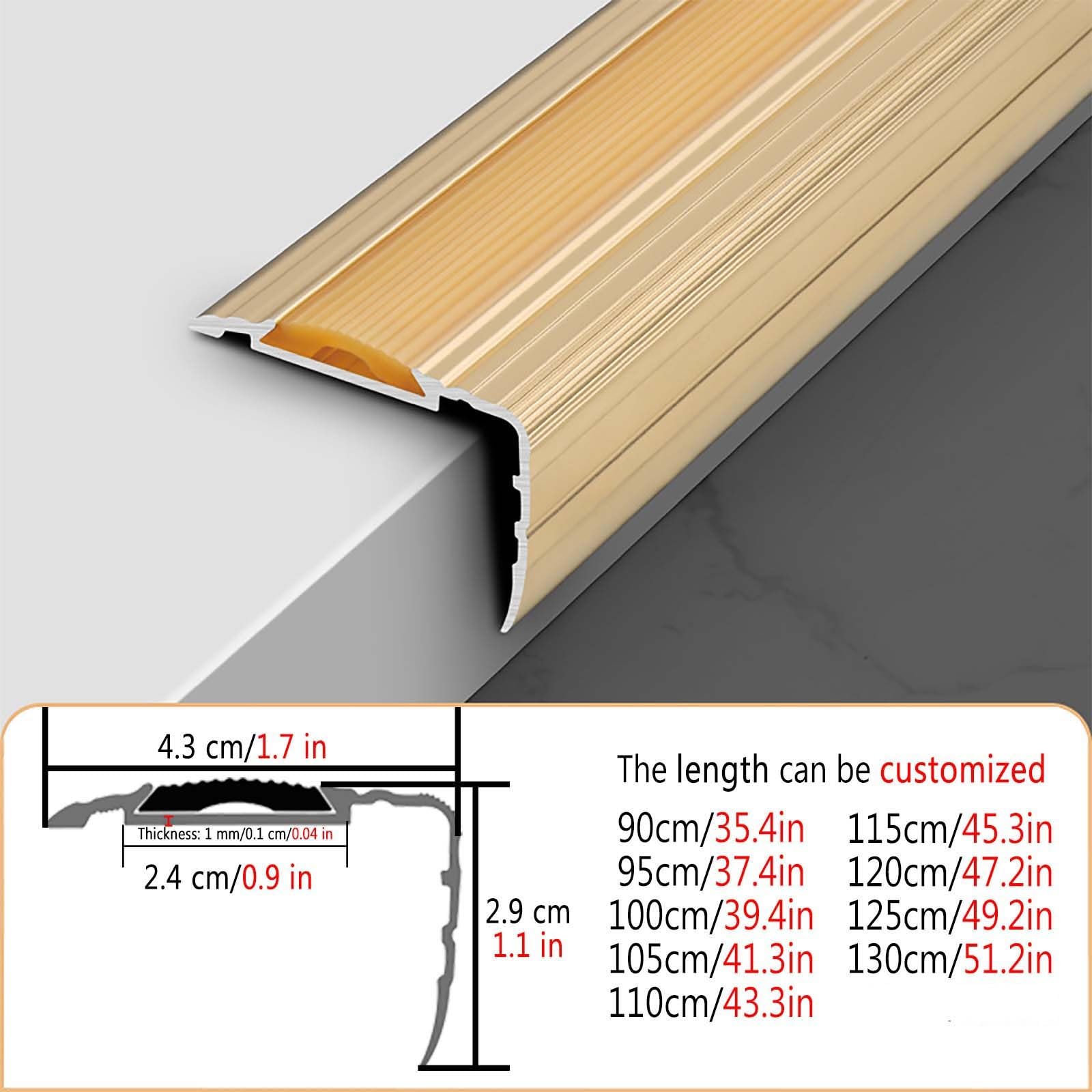 Wasserdichter Treppenkantenschutz aus Aluminium for den Innenbereich – rutschfeste Treppenkanten for Villen, Lofts, Hotels und Apartments – 1 Stück(Black,125cm)