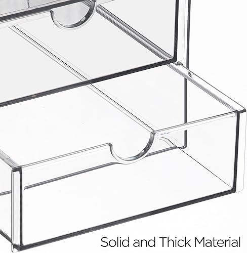 Miniatura 5 de HBlife Organizador de maquillaje con 16 cajones, paquete de 4 organizadores de escritorio transparentes, suministros de oficina, accesorios de