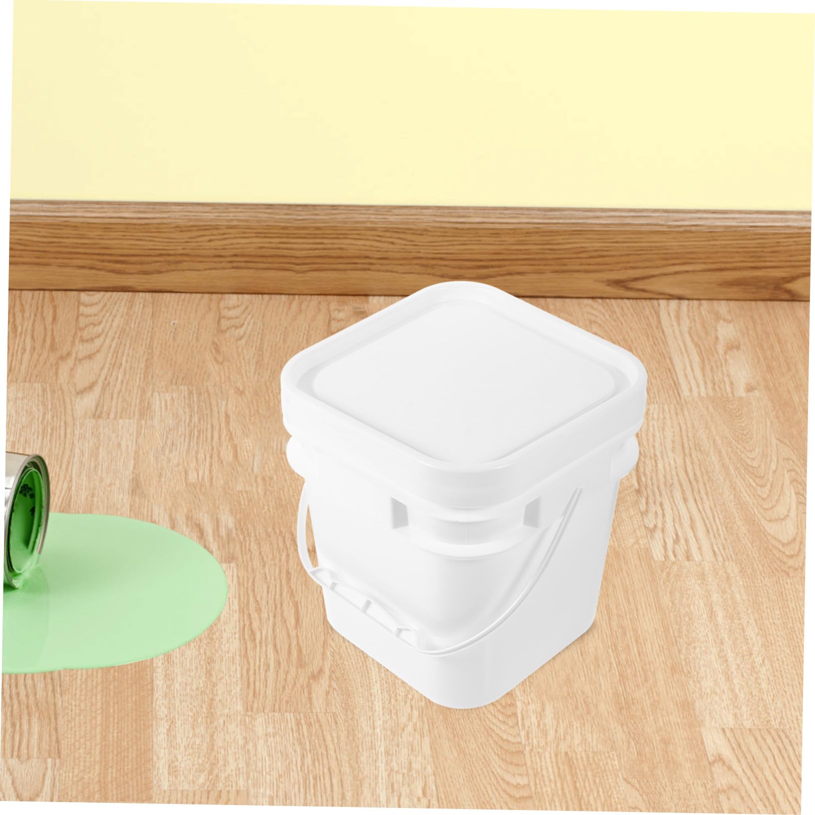 Cubo Pequeño de Plástico Blanco de 5l con Tapa y Asa, Balde Multifuncional para Pintura con Almacenamiento Fácil y Transporte Cómodo