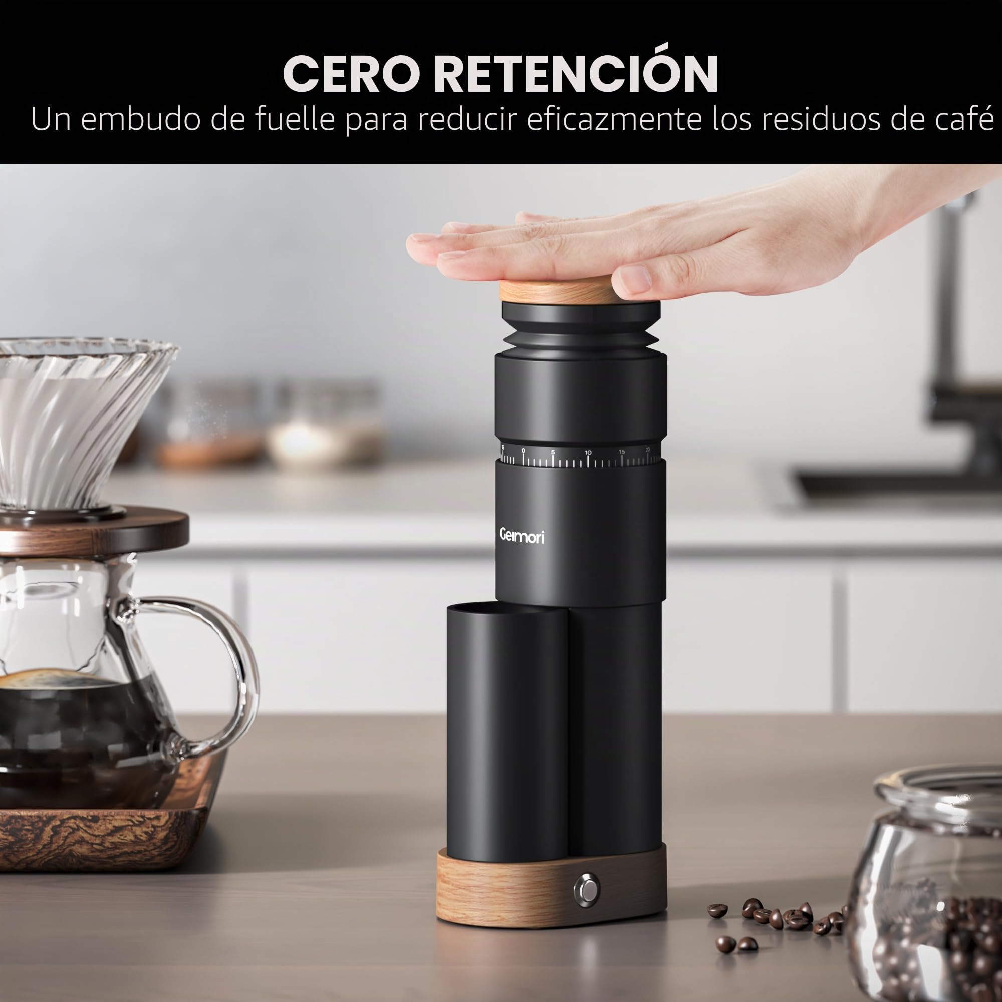 Molinillo de café wirsh Geimori T38 Plus, molinillo eléctrico portátil con rebaba cónica, ajustes de molienda continua de fino a grueso para espresso, goteo, prensa francesa, uso doméstico y de viaje