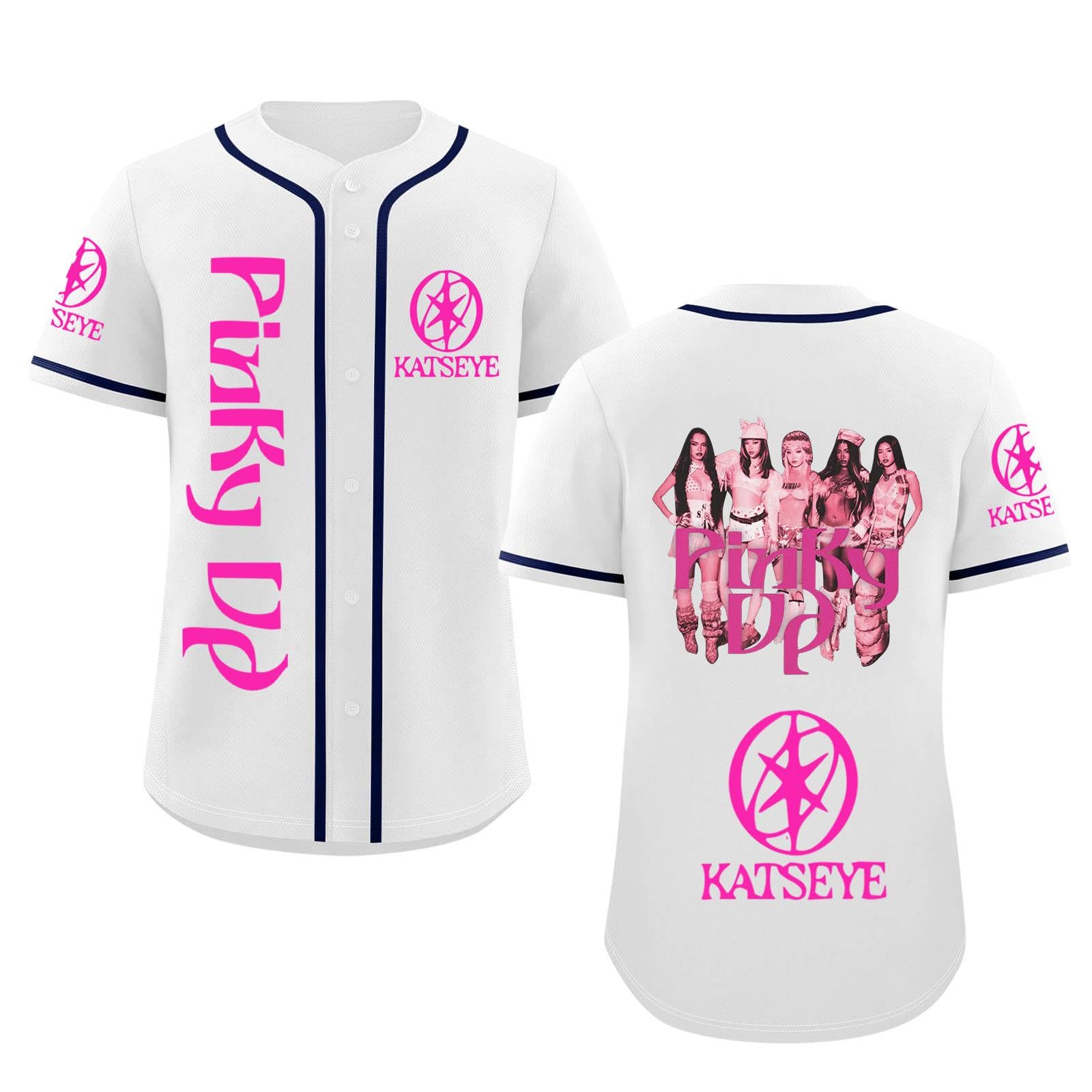 Katseye Beautiful Chaos Maillot De Baseball Rose à Manches Courtes Boutons Style Décontracté Hip-Hop Pour Fans