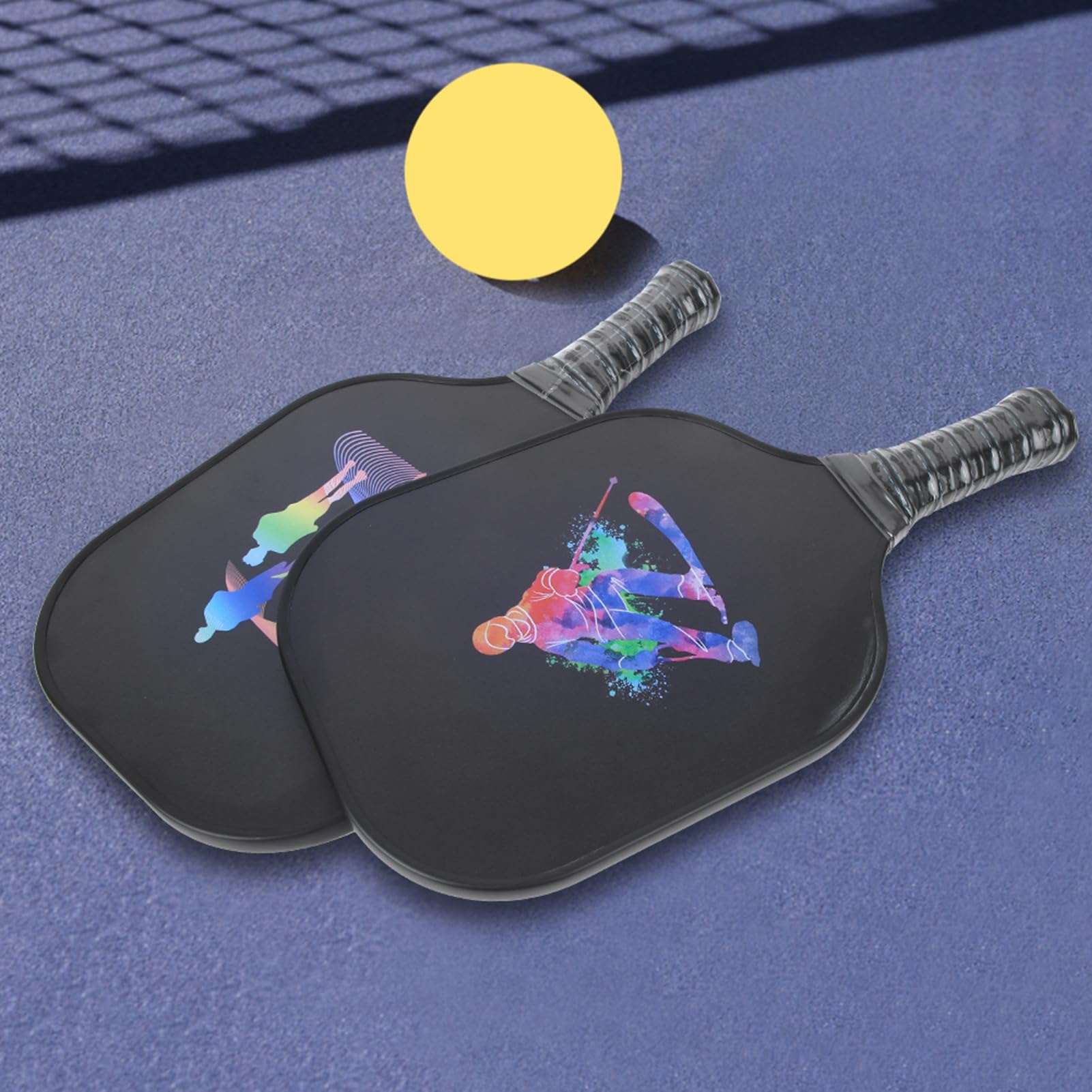 Set da Paddle per Pickleball, Attrezzatura da Allenamento Leggera per Tutti i Livelli di abilità, 2 Pezzi di Attrezzatura da Gioco Portatile in Fibra di Carbonio per Pickleball, per Uso