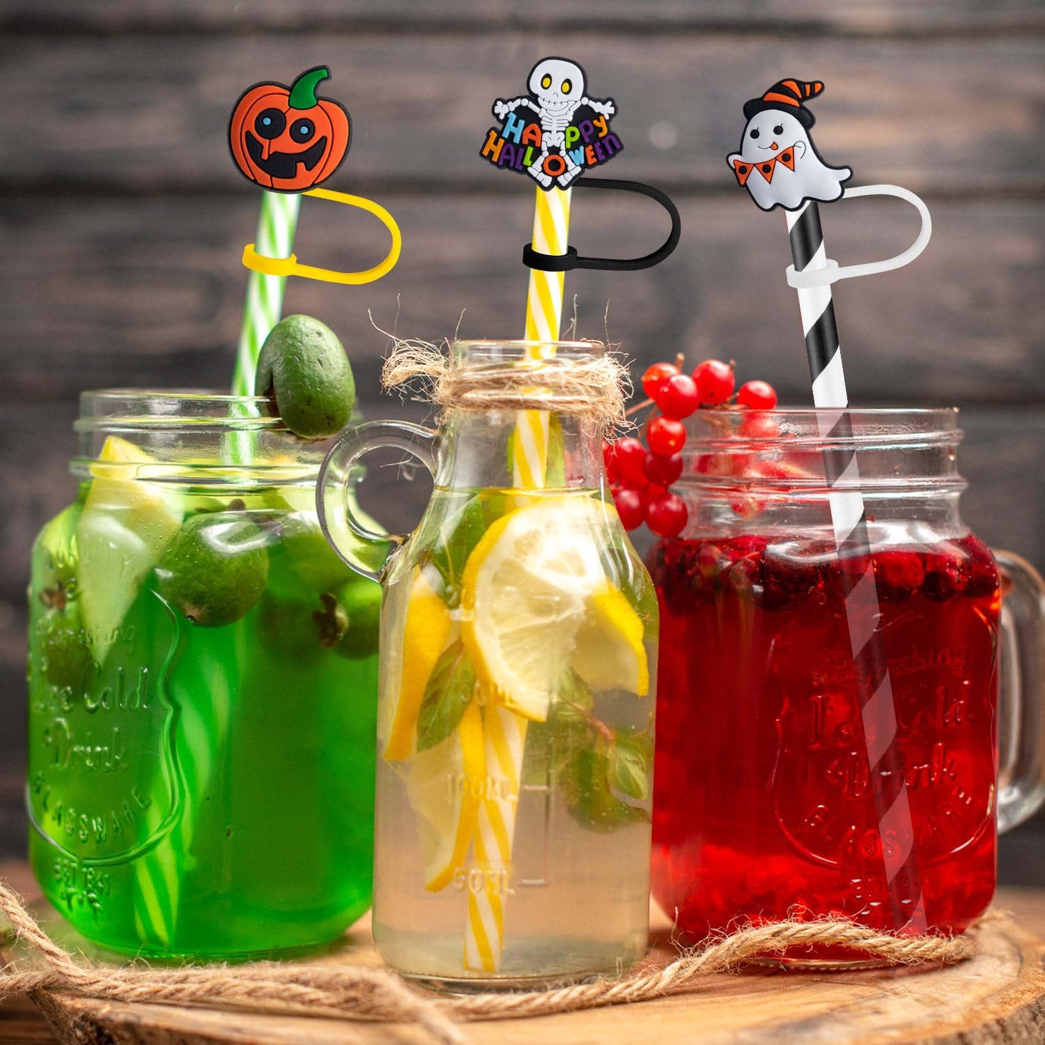 24 PCS Halloween Straw Toppers, Halloween Straw Cover Cap for Cup, 6 Style Halloween Style Cute Silicone Straw Drinking Tips Covers, Ghost Pumpkin Straw Accessories for Home Party Accessories - Image 7