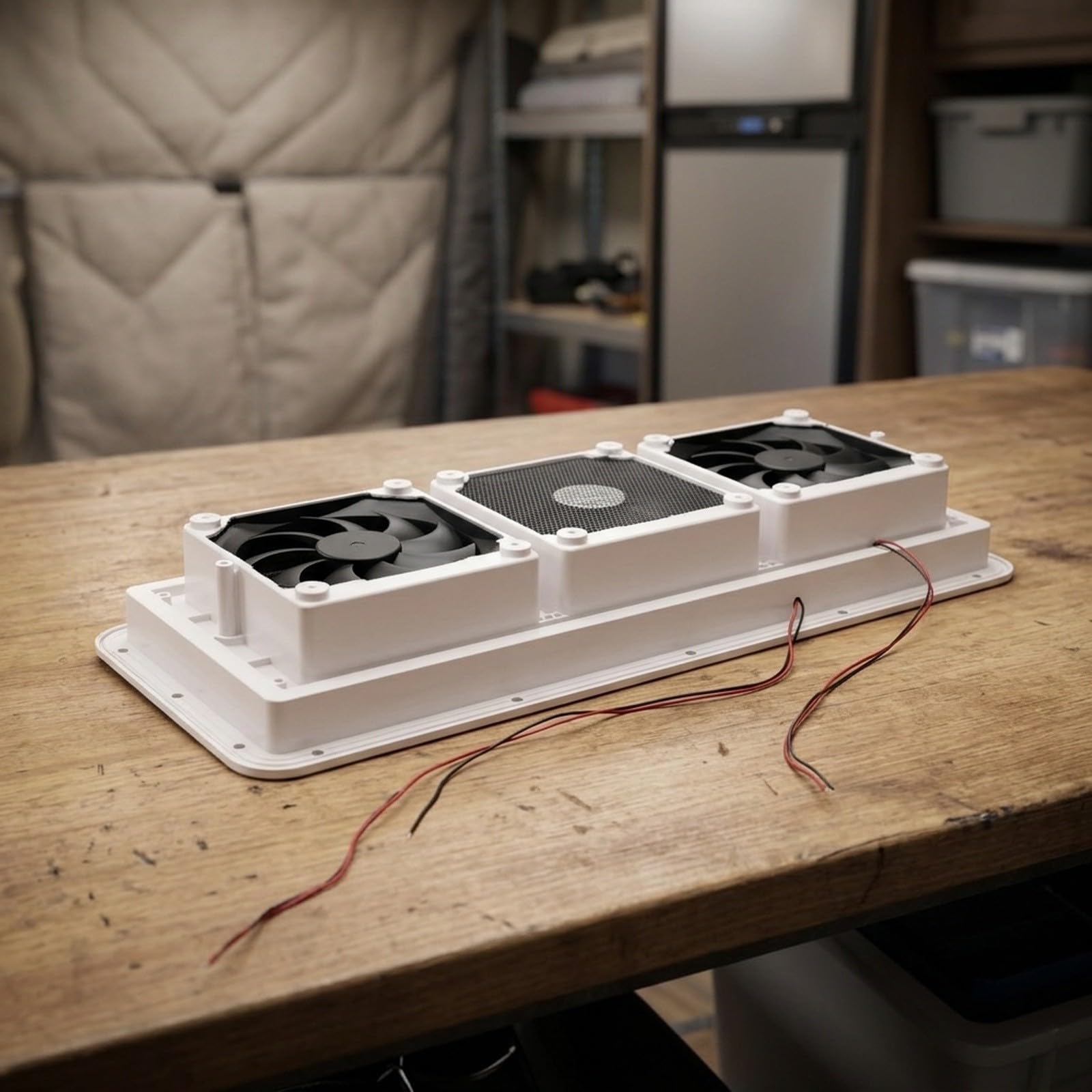 Ventola di ventilazione per frigorifero, alimentazione a 12 V, presa d'aria laterale in ABS con griglia protettiva, silenziosa, 3 ventole di scarico per camper, pentole AC, colore bianco