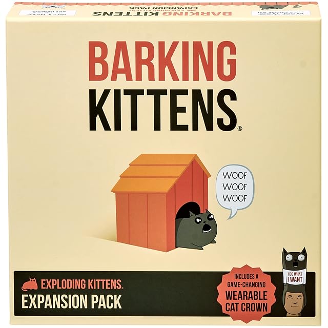 Exploding Kittens Barking Kittens Expansion Pack by, 2-5 Players, Ages 7+