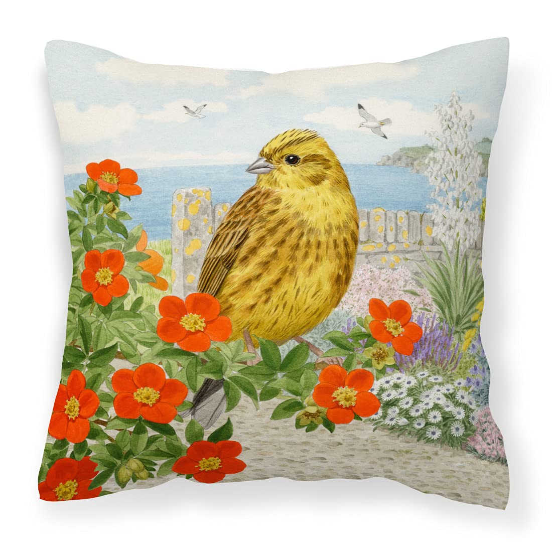Caroline's Treasures ASAD0695PW1818 Yellowhammer by Sarah Adams Fabric Decorative Pillow Machine Washable, Indoor Outdoor Decorative Pillow for Couch, Bed or Patio, 18Hx18W