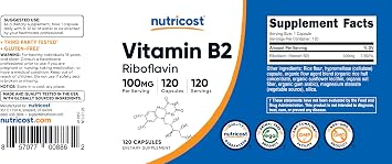 Nutricost Vitamin B2 (Riboflavin) 100mg, 120 Capsules - Gluten Free and Non-GMO