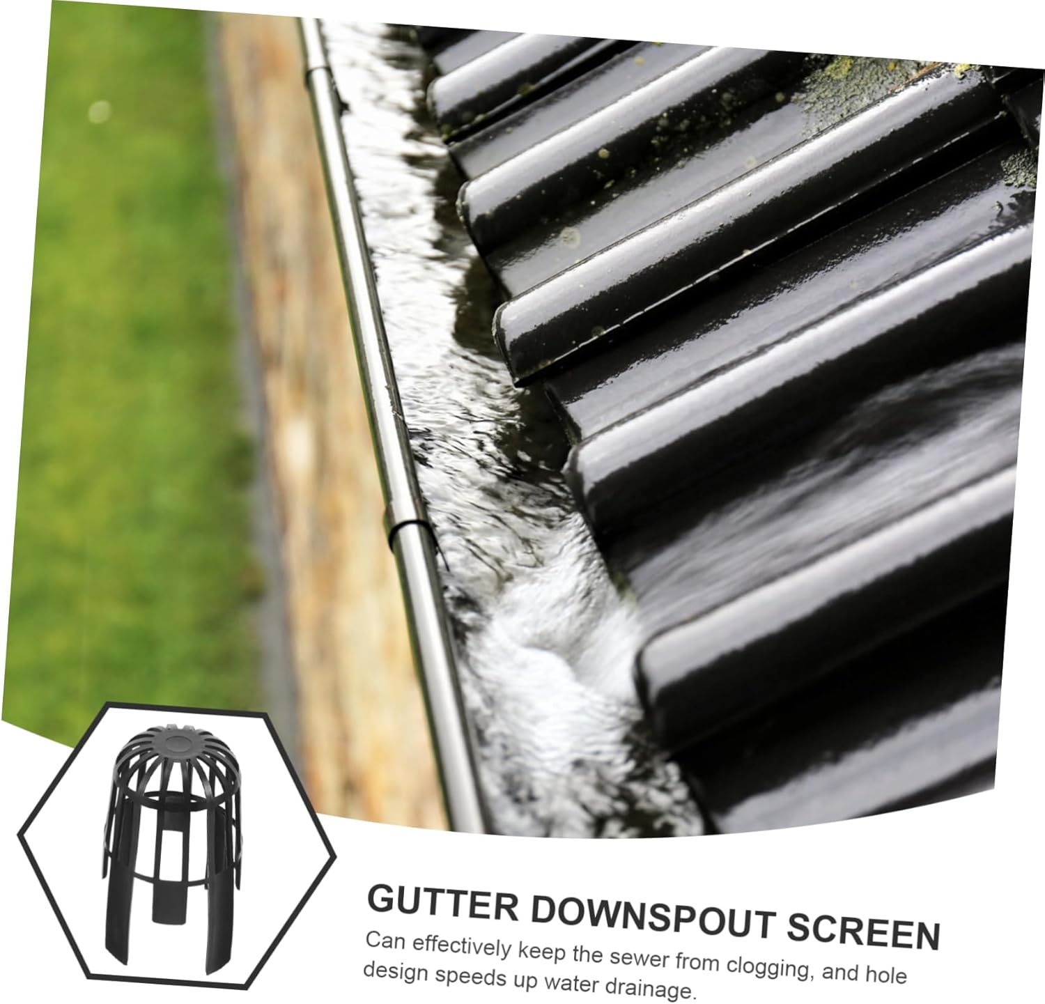 POPETPOP 5pcs Outdoor Gutter Guard Strainer Drainage to Prevent Clogging Weather-resistant Mesh for Downspouts and Gutters