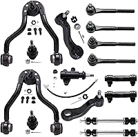 Detroit Axle 15pc Front Suspension Kit for 4WD Chevy Tahoe Yukon K1500 K2500 Escalade - Control Arms Ball Joints Tie Rods Pitman Idler