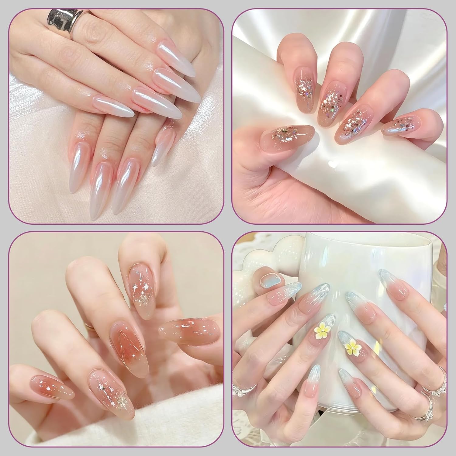 Sandwich Dual Nail Forms for Builder Gel & Poly Gel - DIY Nails at Home Kit with 240Pcs 15 Sizes Almond Round Extension Molds