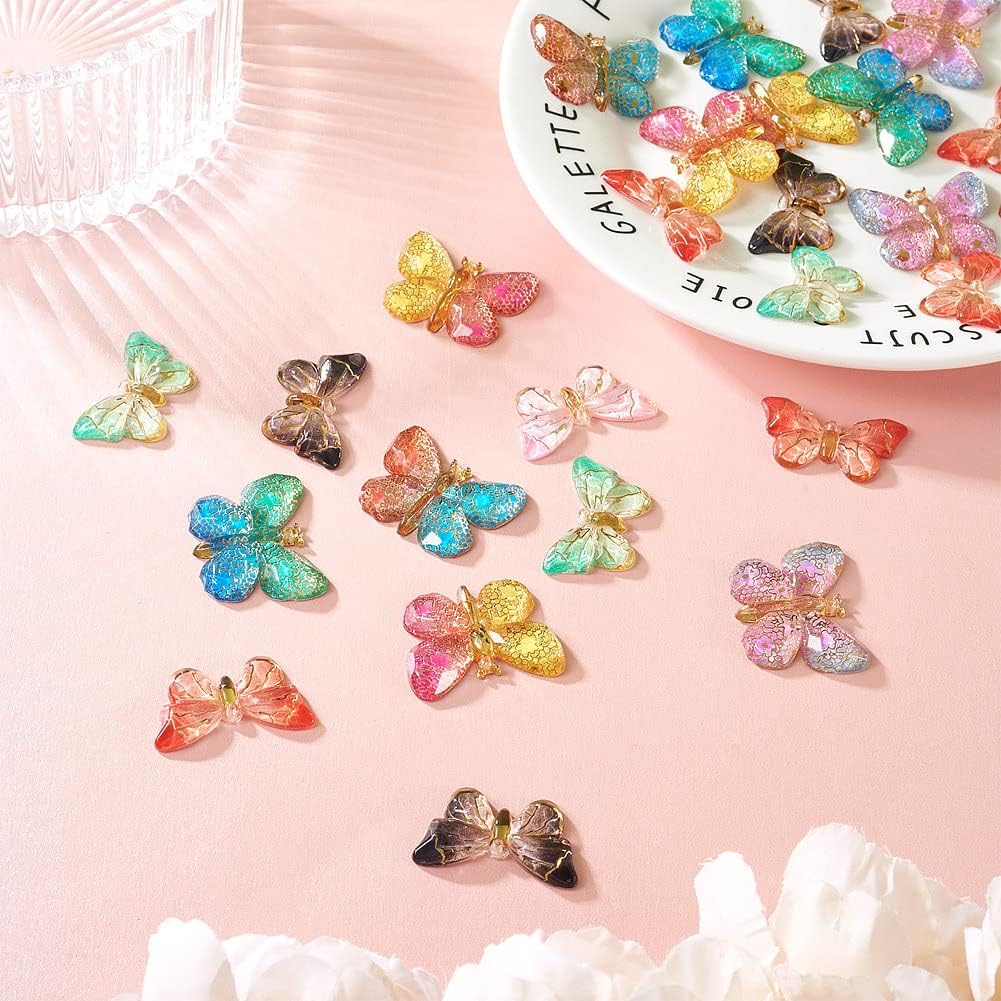 KISSITTY 48pcs Butterfly Charms for Hair Clips Shoe Decor Flat Back Resin Cabochons Embellishments for Photo Frames Crafts Scrapbooking Key Chains Gift Box Bottles Jewelry Making - Image 8