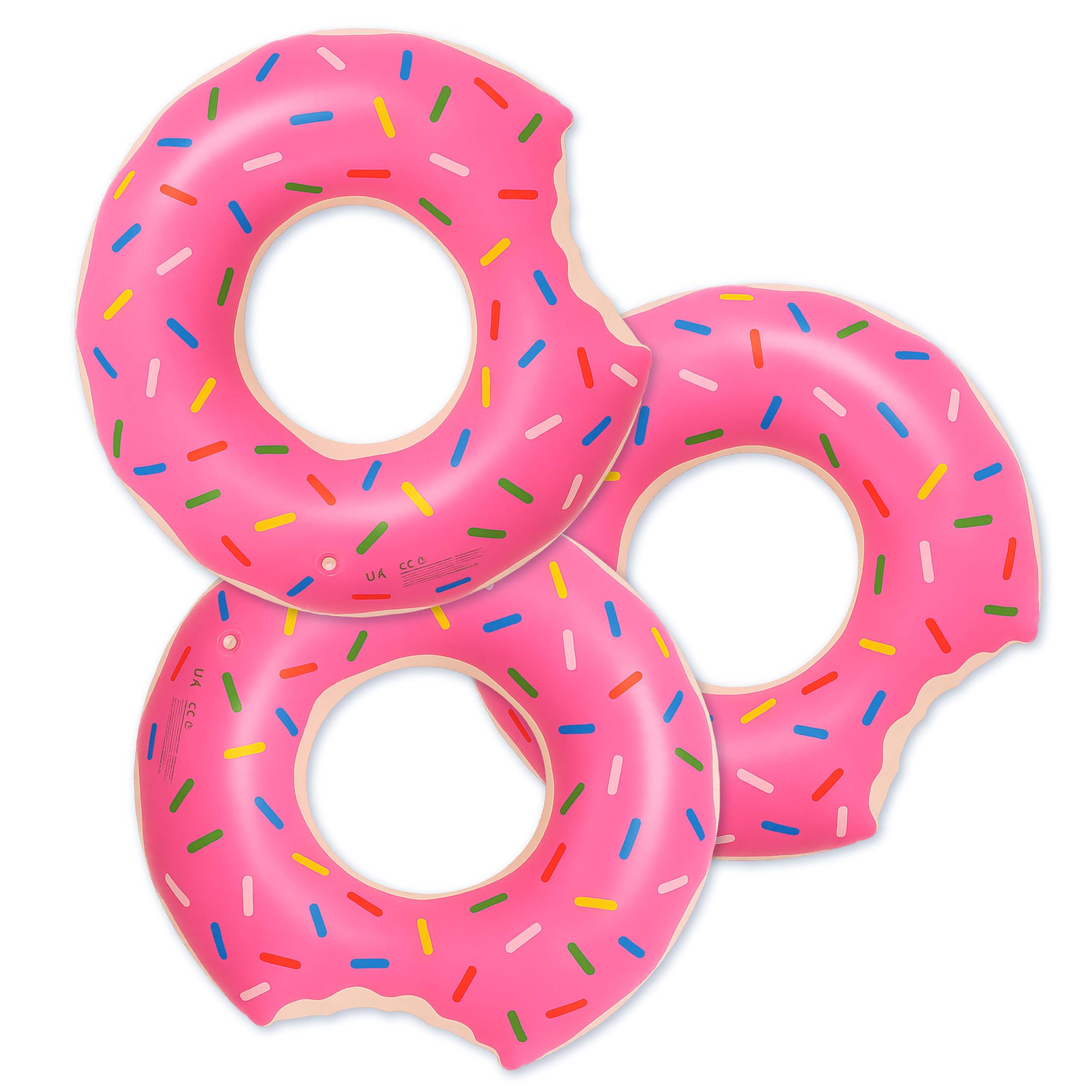Rynli Inflatable Float Rubber Pool Ring Pack of 3 | Donut Swim Rubber Ring for Kids and Adults | Water Pool Summer Inflatable Pool Floats for Swimming Pool Party Decorations - 80cm