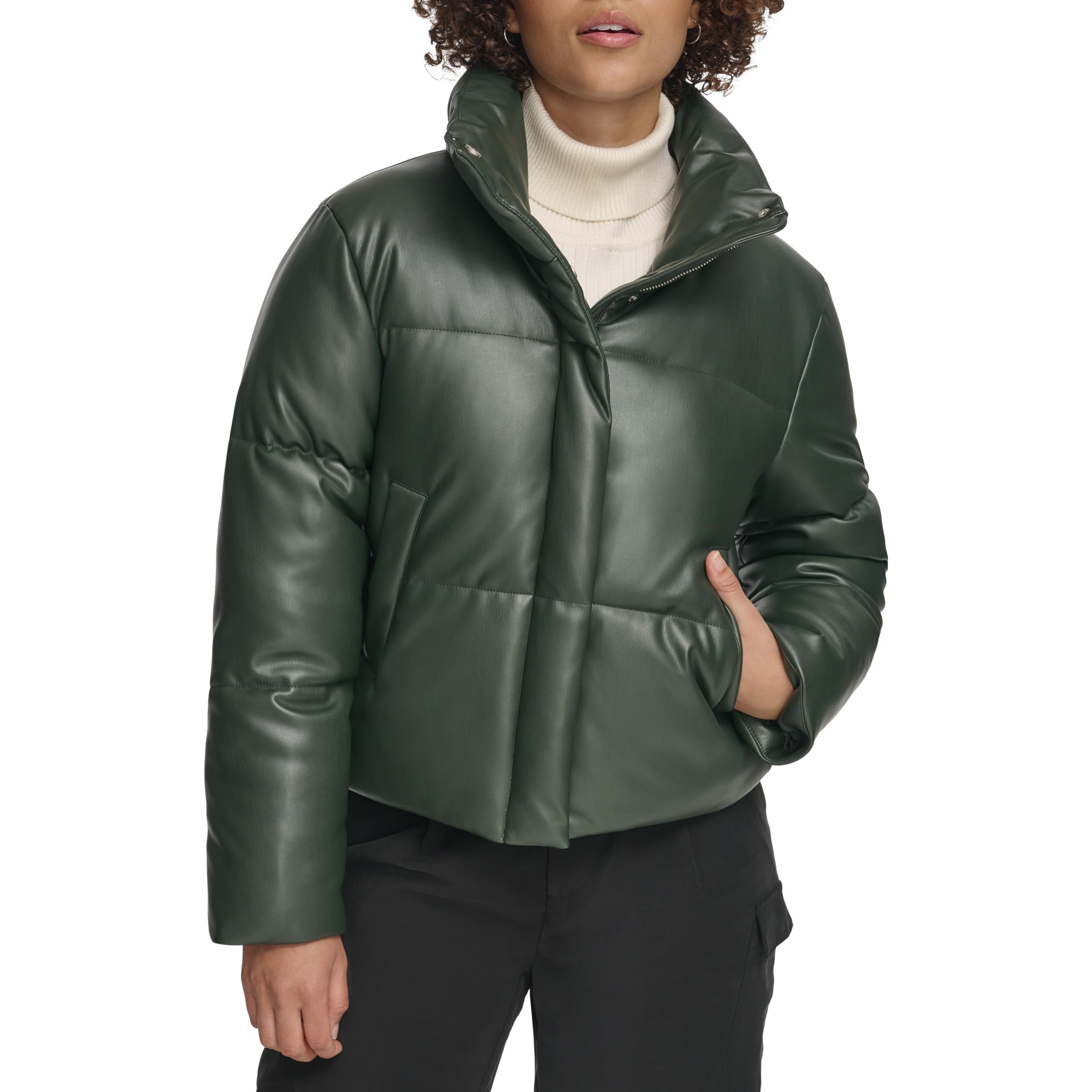 

                                                    Levi's Women's Vegan Leather Quilted Shorty Puffer