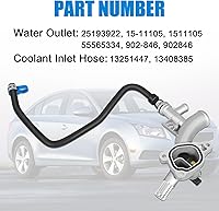 Vista 3 de 902-846 Carcasa de refrigerante de motor mejorada de aluminio con salida de agua y manguera compatible con Chevy Cruze 2011-2015, Sonic 2012-2020