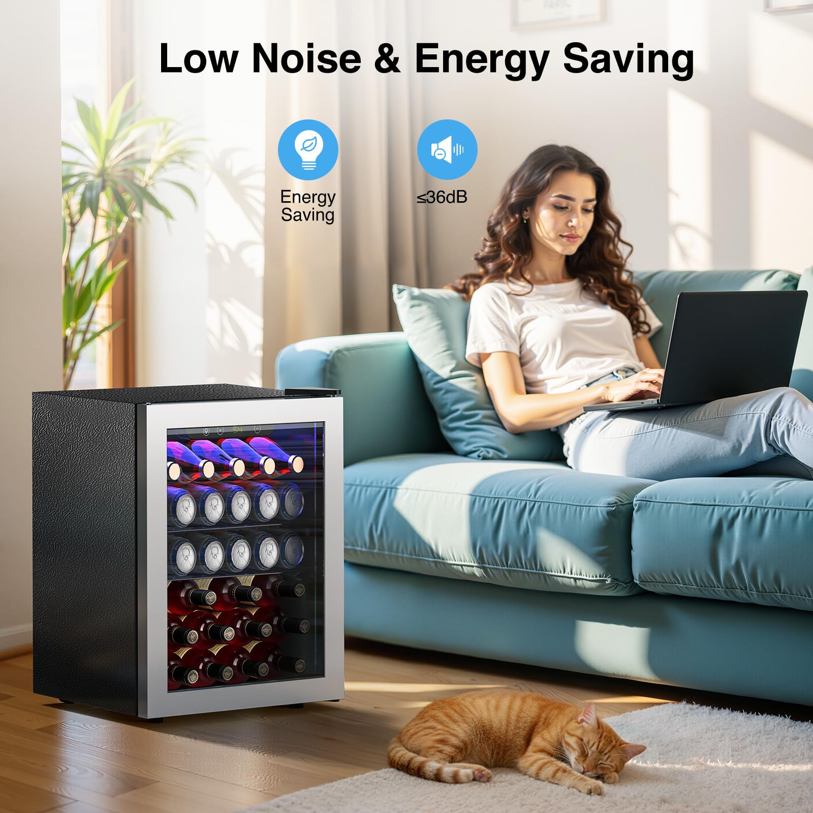Kismile Mini Refrigerator Cooler 48l Beverage Fridge For 16 Bottle 68 Can,1.7 Cu.Ft Drink Fridge With Seamless Outer Frame,Electronic Temperature Control For Home/Bar/Office 40-61℉,Silver on Fridge.com - View 6