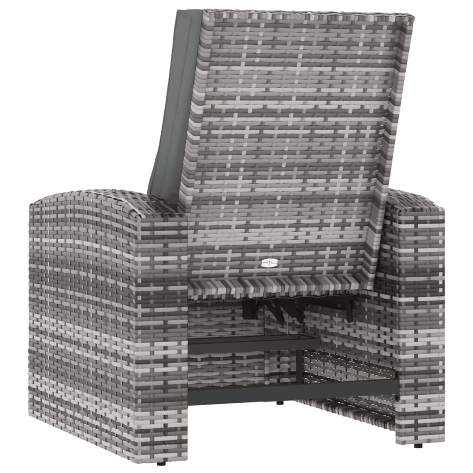 Homgoday Poltrona reclinabile da giardino con cuscini in rattan sintetico grigio, sedie da giardino poltrona da esterno terrazza balcone patio poltrona seduta mobili mobili casa sala da pranzo