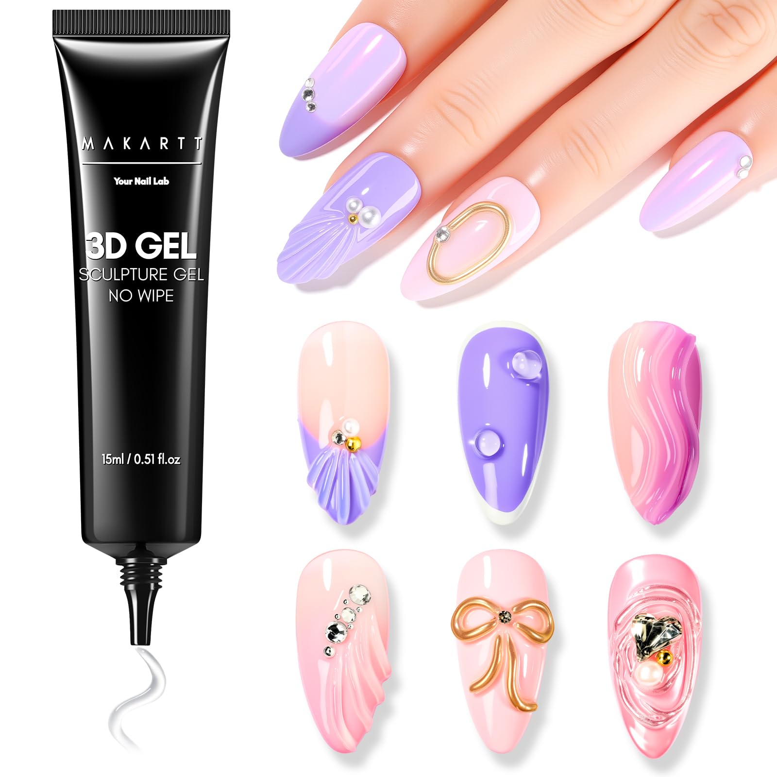 Makartt Nail Rhinestone Glue Kit - Strong Hold Gel -12