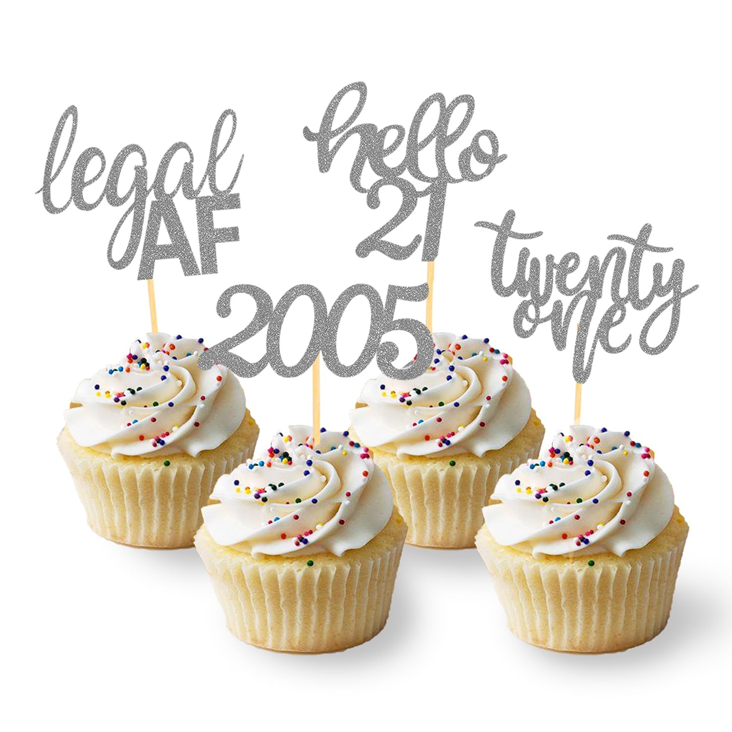 Photo 1 of 24 Pcs 21st Birthday Cupcake Toppers
