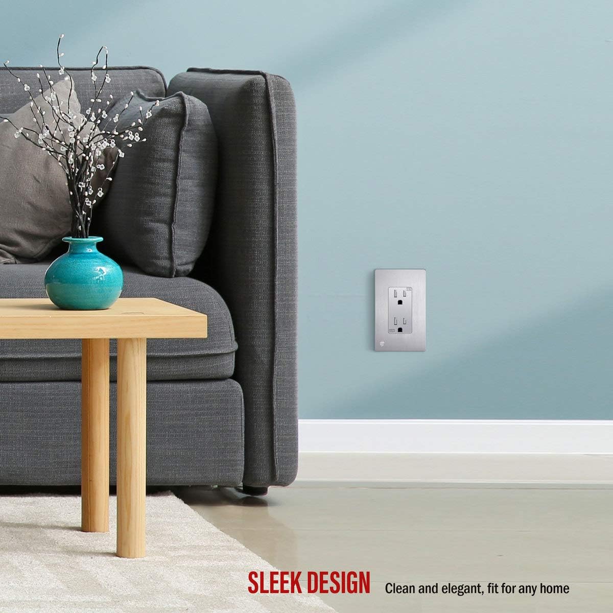 Brushed Silver Screwless Decorator Wall Plate, 1-Gang
