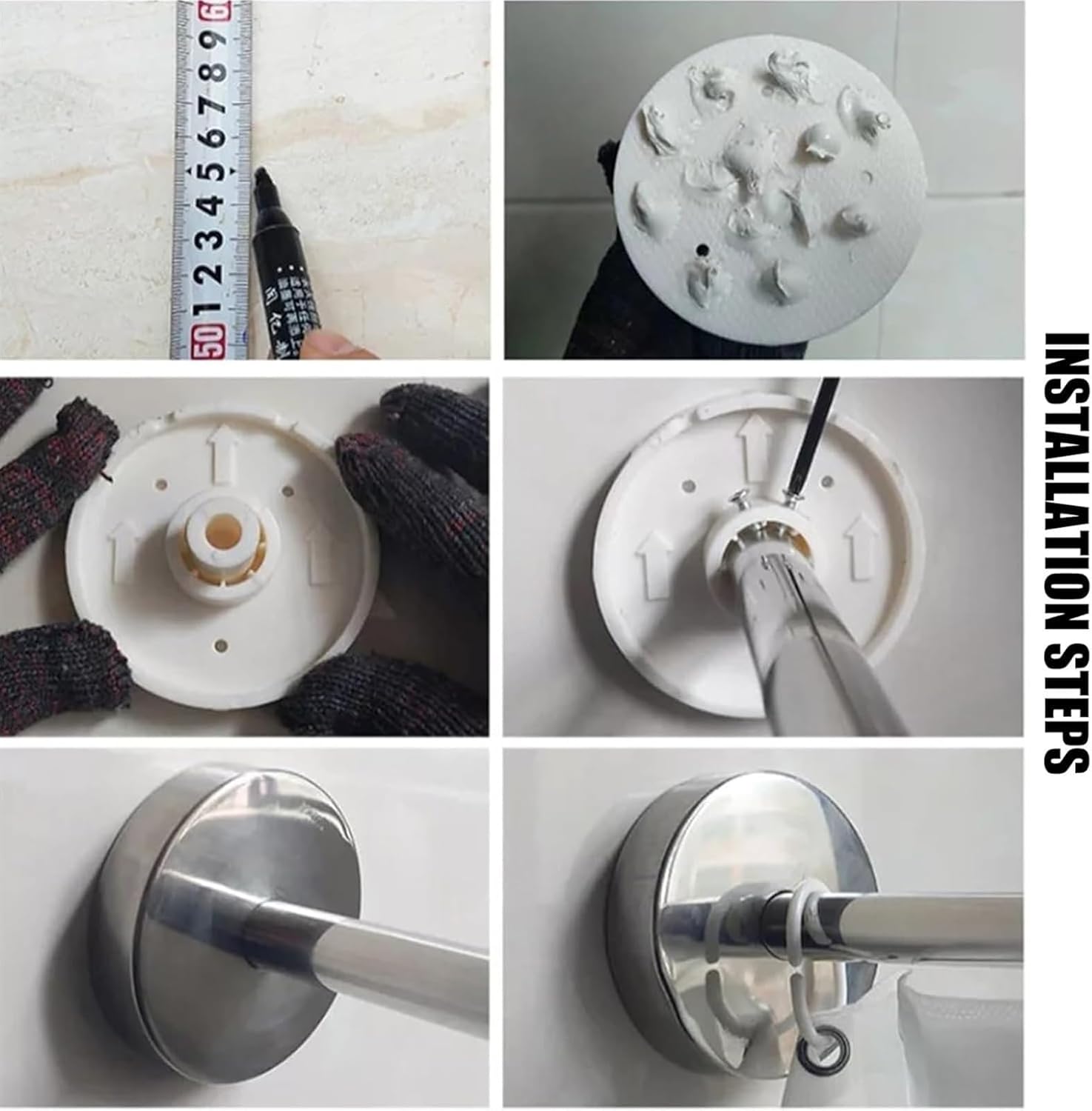 Shower Curtain Rod, Stainless Curved Shower Curtain Rod, Shower Curtain Rod Adjustable Extendable Pole, Shower Curtain Not Included(60~80x80~120cm)