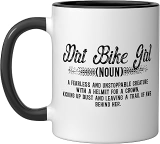 Dirt Bike Girl Definition Female Dirt Biker Girl Ceramic Mug, Black/White