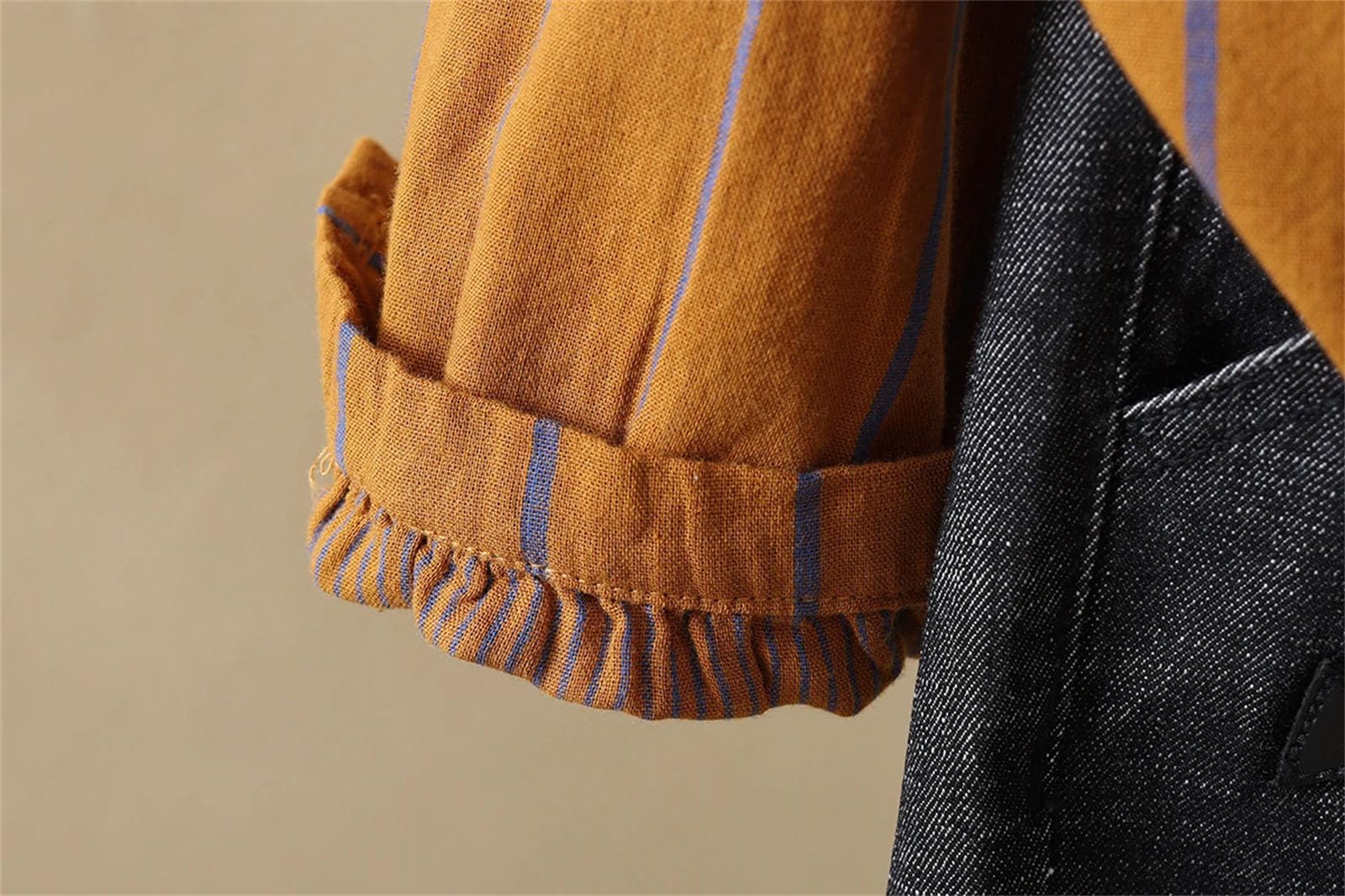 Blusas para mujer, estilo casual, a rayas, de manga larga, vintage, holgadas