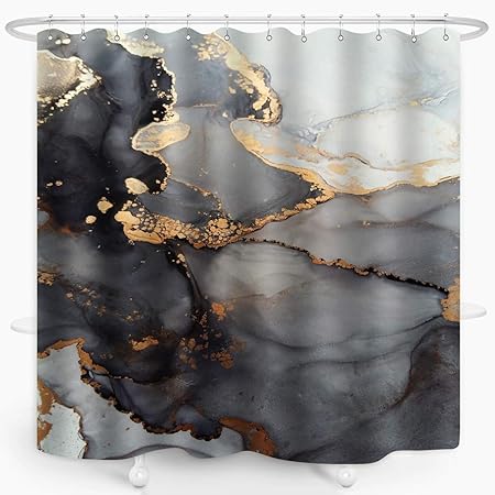 Luxuriöser abstrakter Duschvorhang – RoomTalks moderner schwarz