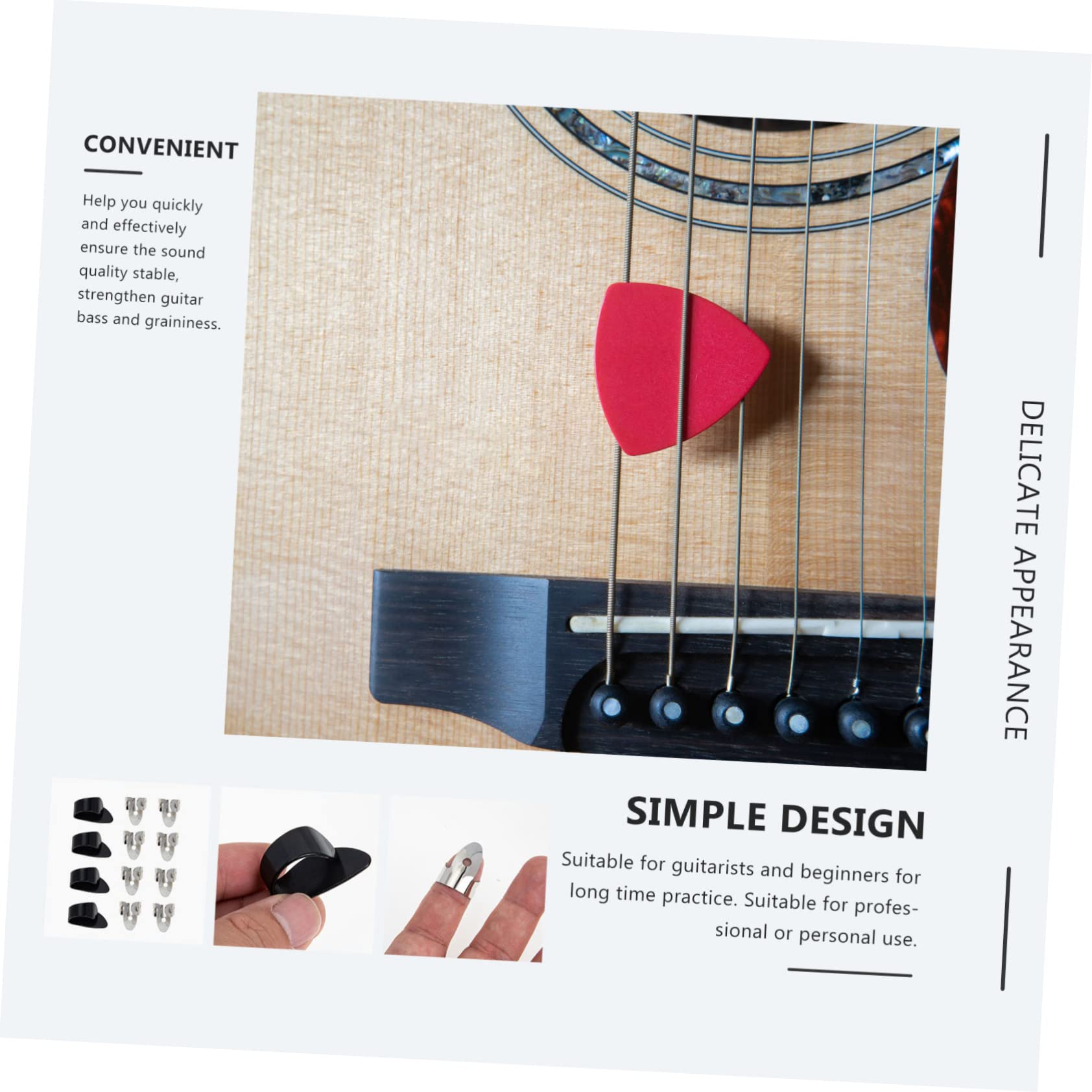 BESTonZON 5sets Per Metallo Per Chitarra Plettri Regolabili Per Pratica Musicale Adatti Per Chitarre Elettriche Acustiche e Classiche Comfort e Sicurezza Per Musicisti