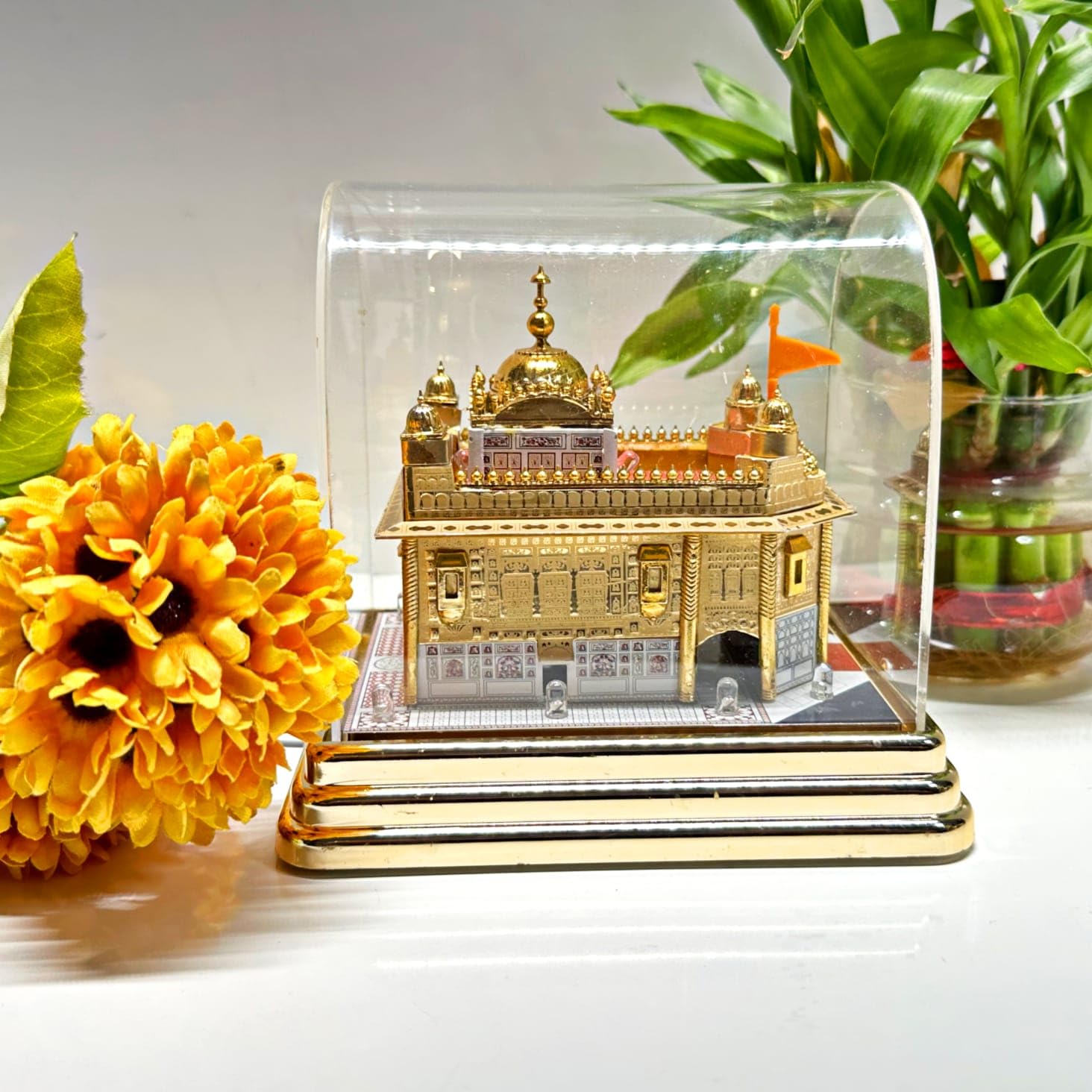 4OUR FAITH3D Acrelic Multi-color Light Golden Temple with Plug | Mandir Gold | Amritsar 3D Temple for Gift/Replica/Multi use/Home Décor/ Sikh Festival (The Heavenly Harmandir Sahib) – (6.25*4.75*6”)