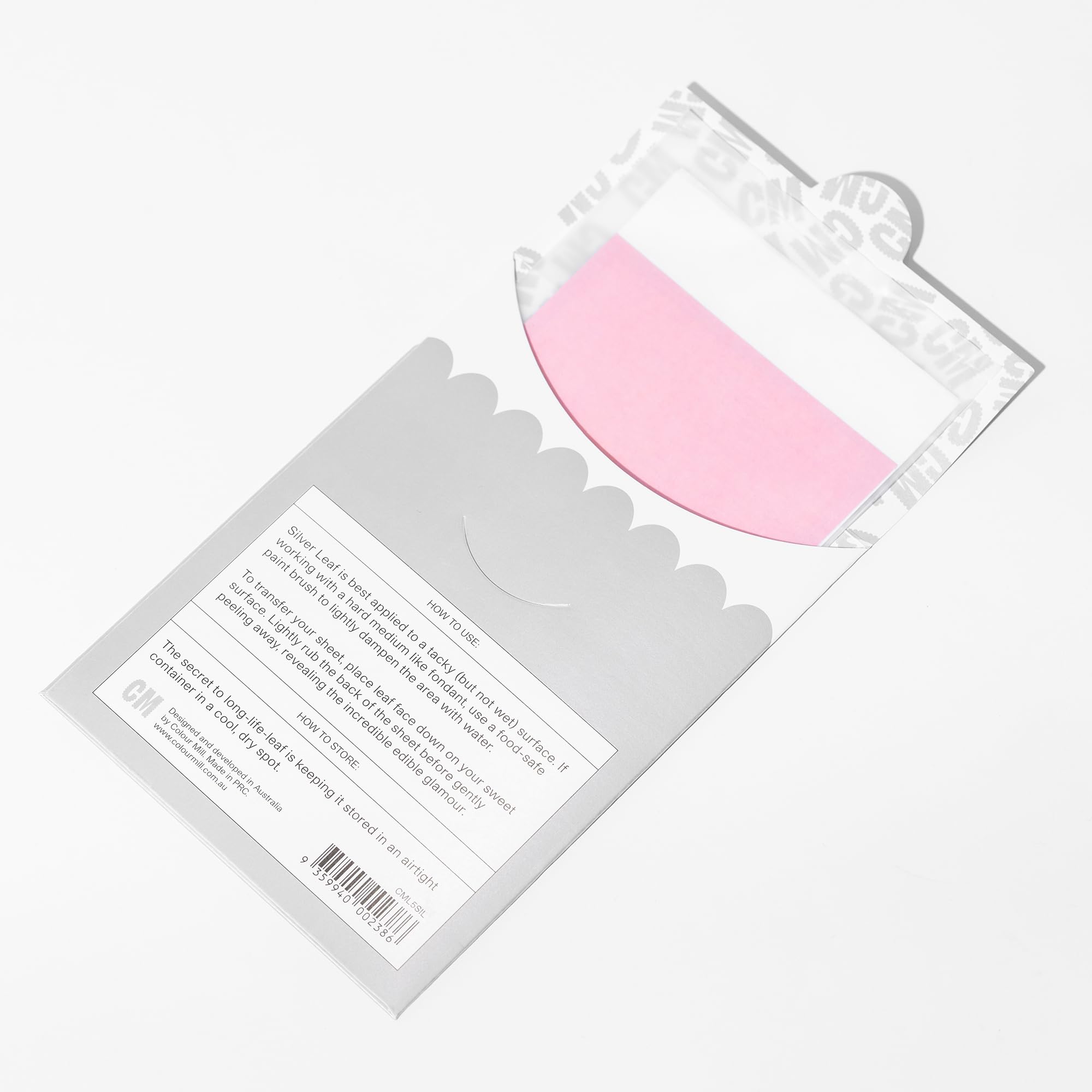Colour Mill Edible Silver Leaf Transfer Blattsilver Essbar, 25 Blatt