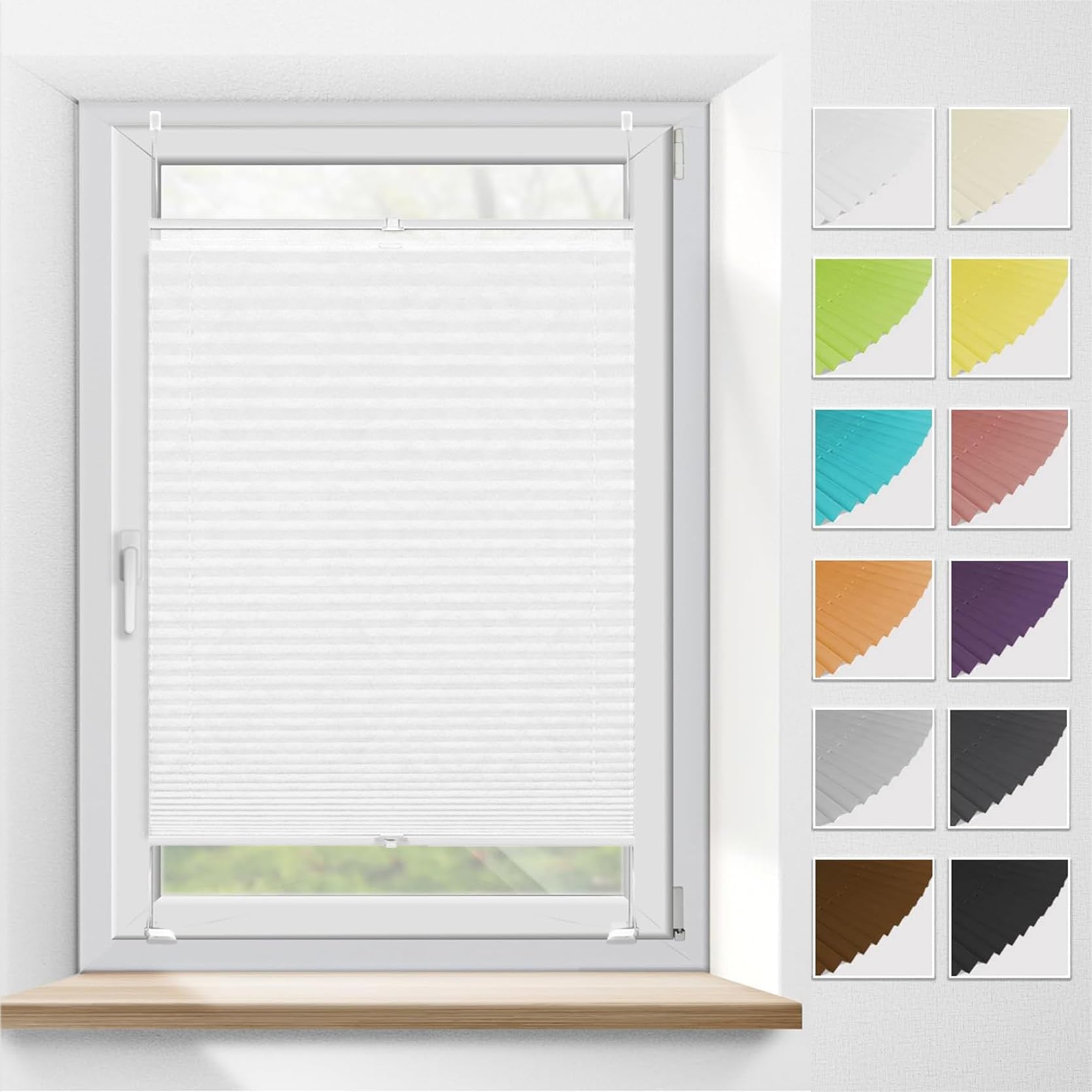 Temporary Shade Blinds No Drill Blinds 45 x 115 cm (W x H), No Tool No Drill Shades Top-Down Bottom-Up, Temporary Blinds for Windows Paper, Pleated Window Shades, for Window Door, White