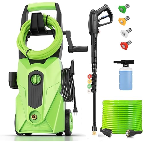 2025 New 5000PSI Pressure Cleaner, Power Cleaner with 33FT Resistant Extension Hose and 4 Nozzles, Compatible with Undercarriage Cleaners, Professional Powerwashers for Home/Car(Green)