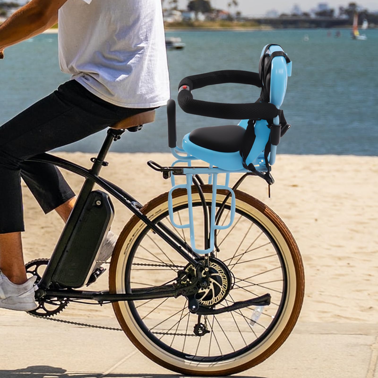 Siège de vélo pour enfant arrière - Siège enfant - Amovible - Avec garde-corps et repose-pieds - Ceinture de sécurité - Pour enfants de 6 mois à 6 ans