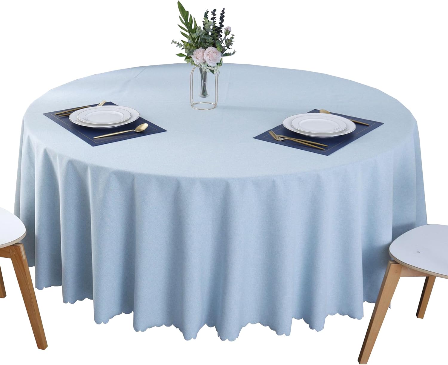 BHOMTY Round StainResistant Tablecloth Cotton Linen Tablecloth