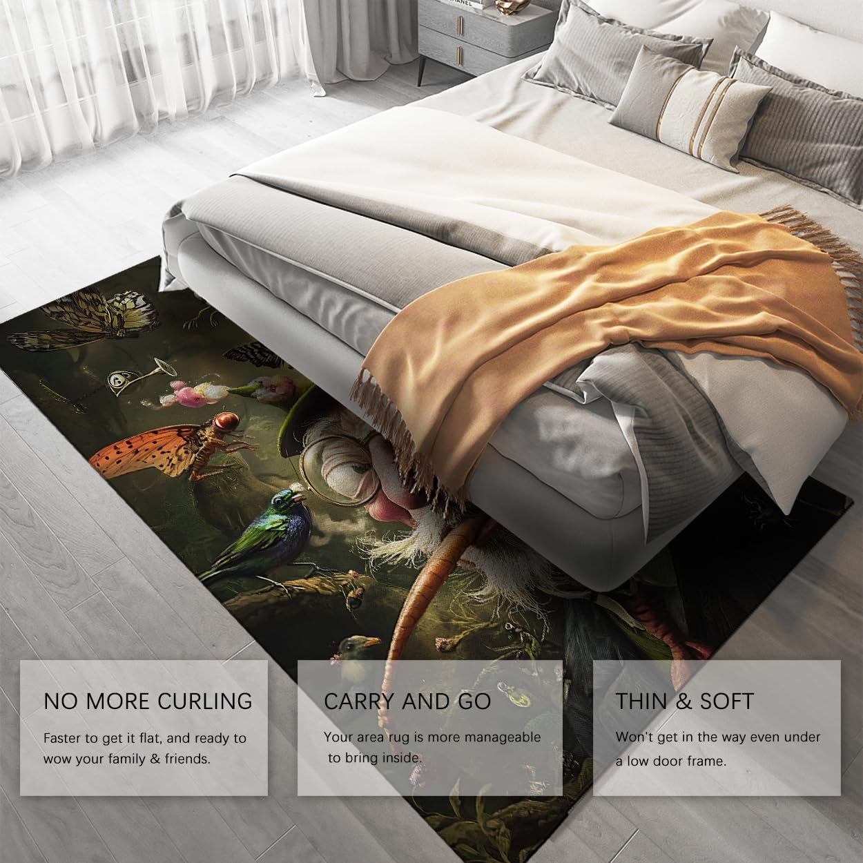 240x300cm Tapis Lavable Vieil Homme Fantaisie Halloween