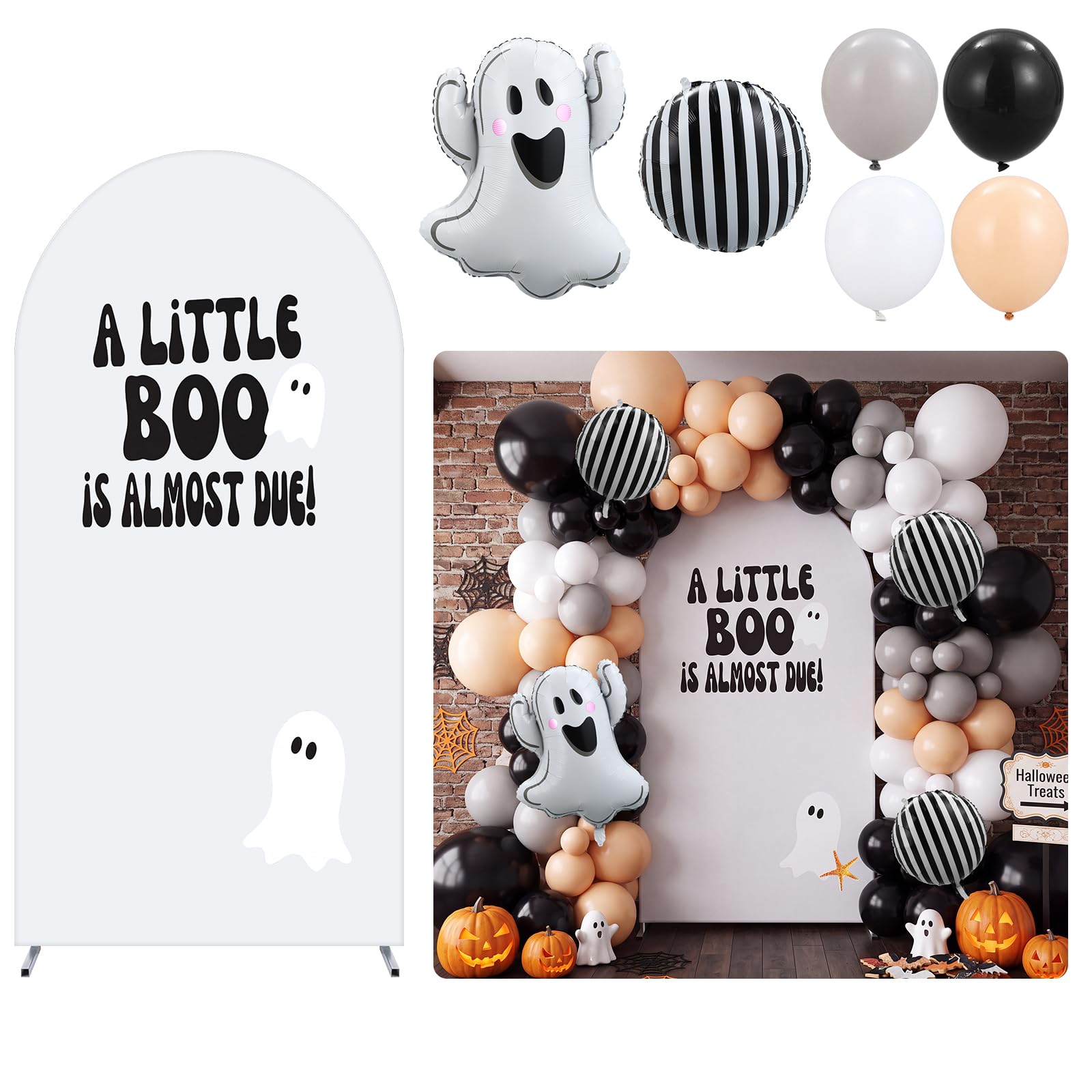 Teyva Daily 7.2ft Halloween a Little Boo is Almost Due Arch Backdrop Cover