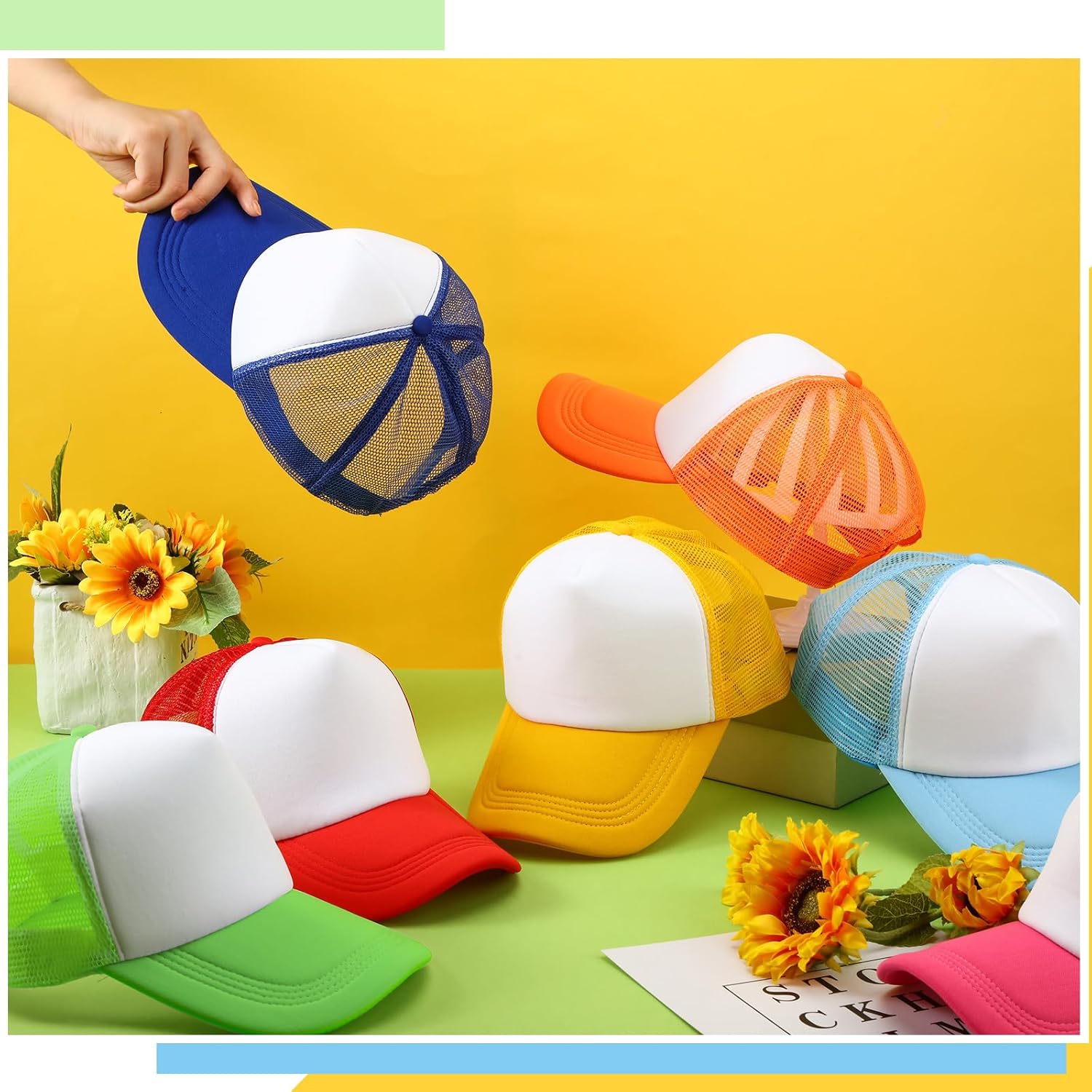 Hercicy 40 Pack Sublimation Blank Trucker Hat Bulk Wholesale Mesh Baseball Cap for Women Men DIY Hat Bar Party