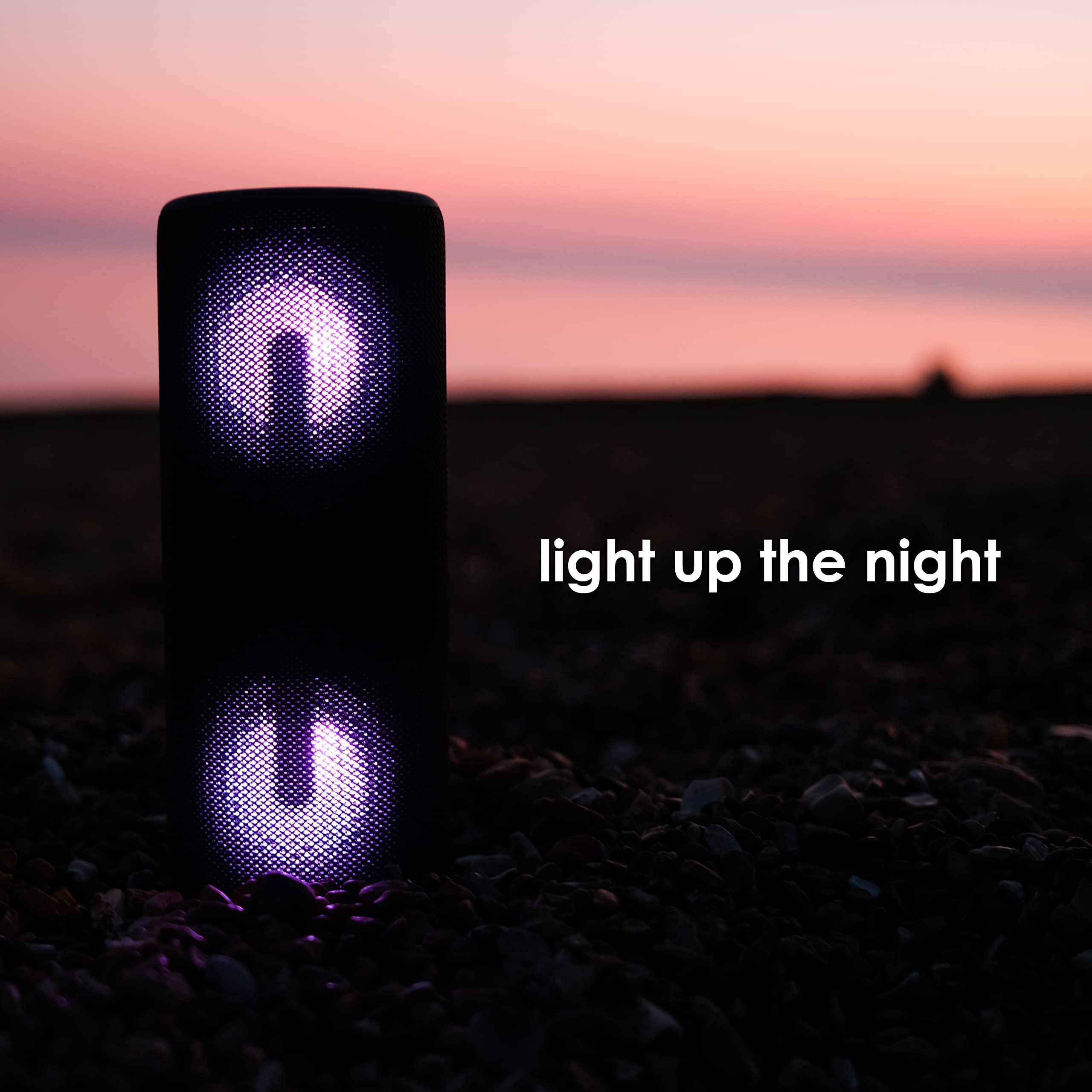 Boompods Rhythm 24 Cassa Bluetooth Portatile - Cassa Musica Waterproof IPX5 con Luci LED, 10 Modalità di Illuminazione, Altoparlante Potente per Feste, Doccia e Viaggi, Nero