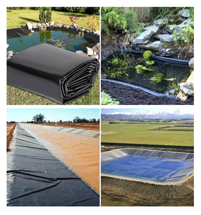 Große Fischteichfolie, 3 x 3 m, wasserdichte Zisternenfolie, verdickt 0,5 mm für Landschaftsbau, Gartenteich, ideal für Wasserspiele im Garten