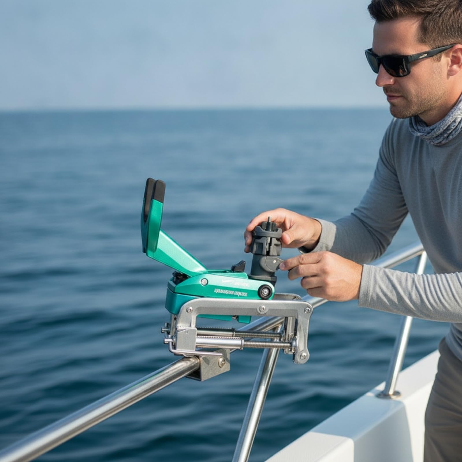 LOVIVER Portacanne da Barca Portacanna Supporto Regolabile Staffa Acciaio Inox Morsetto Rotante Regolazioni Filettate Base Smontabile per Stabilità Adatto per, Viola, Nuovo Modello Lungo