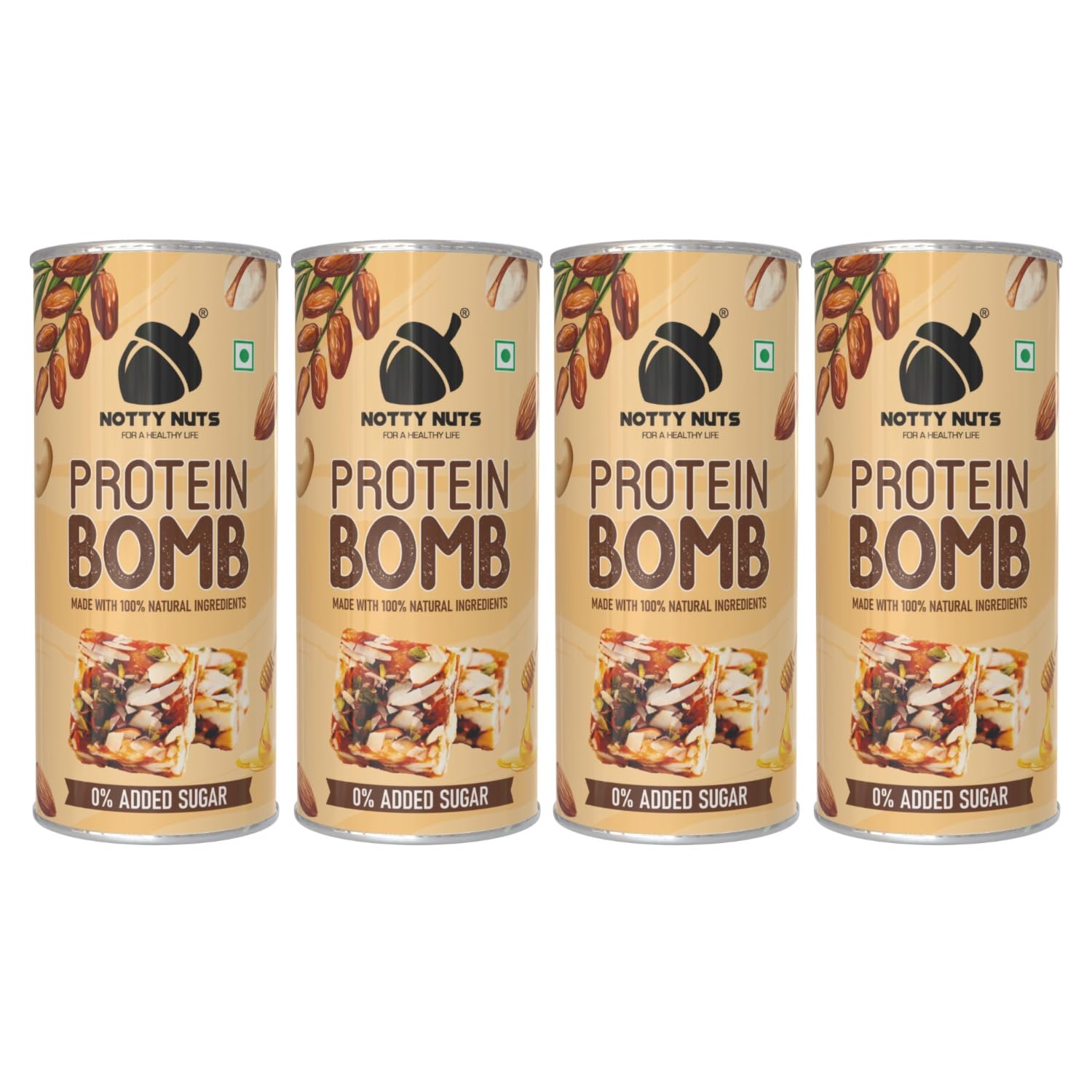 NOTTY NUTS Crunchy Date Bites 800g I Sugar Free Dates Barfi Made with Dates, Pista, Cashews, Almonds, and Pure Ghee I Dry Fruits Nuts | Energy Booster | Fresh And Tasty Healthy Snacks|Pack Of 4 (200 gm each)-image-2