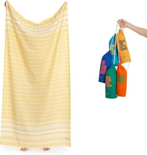 Luum® Toalla de viaje para exteriores, toalla de playa, toalla de playa, toalla de baño, toalla de sauna, fina, ligera, de secado rápido, color amarillo (mejor que una toalla de microfibra), 95 x 160