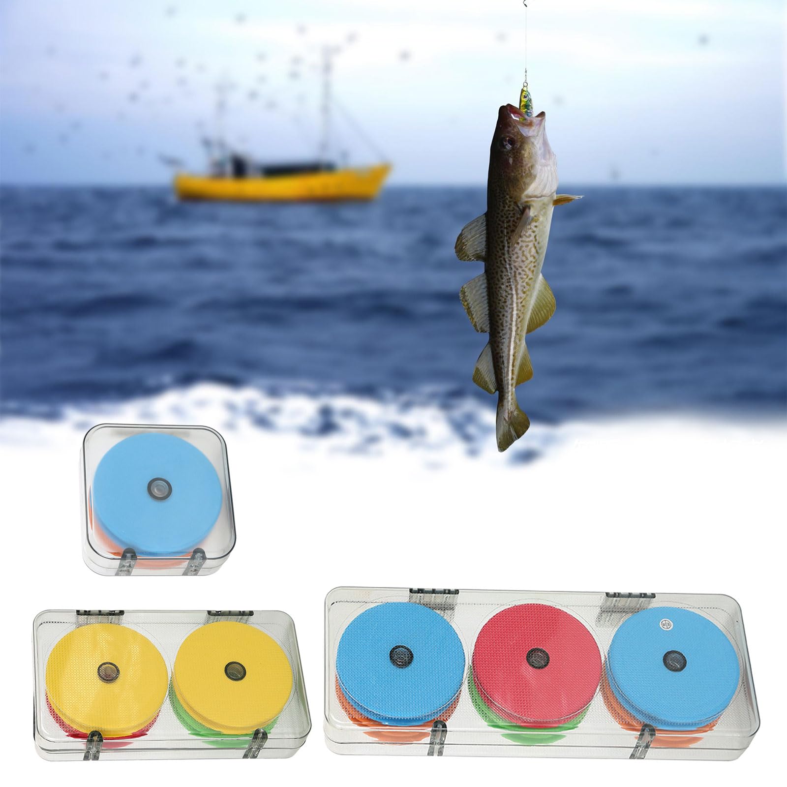 Laikoutd Fishing Line Spool with Box Fishing Main Line Box Fishing Line Storage Winding Board Plates Outdoor Fishing Supplies