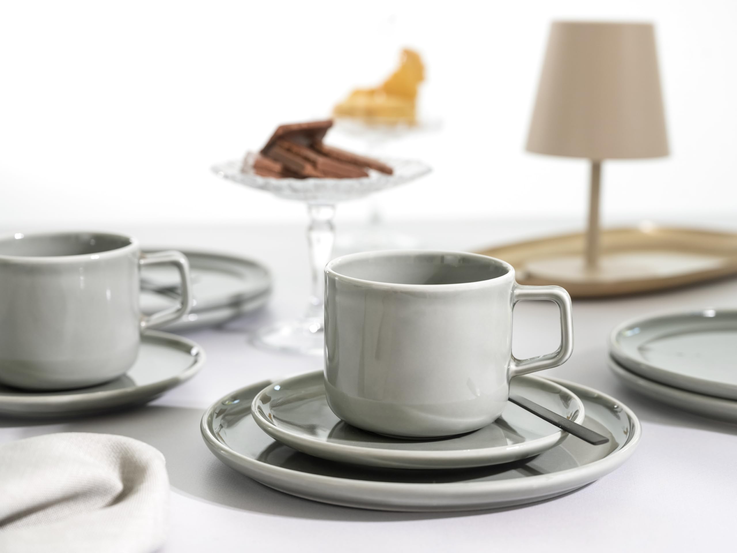 CreaTable, 16734, seria Chef Collection GRAU, zestaw naczyń, serwis do kawy 18-częściowy