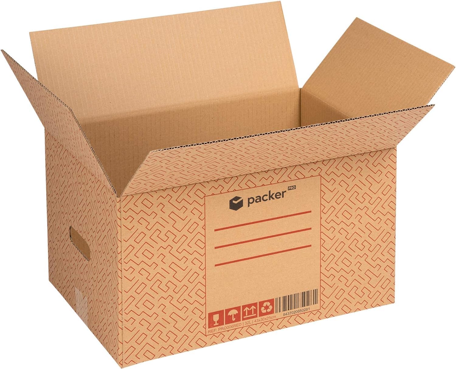 packer PRO Pack 10 Cajas Carton para Mudanzas y Almacenaje con Asas 430x300x250mm