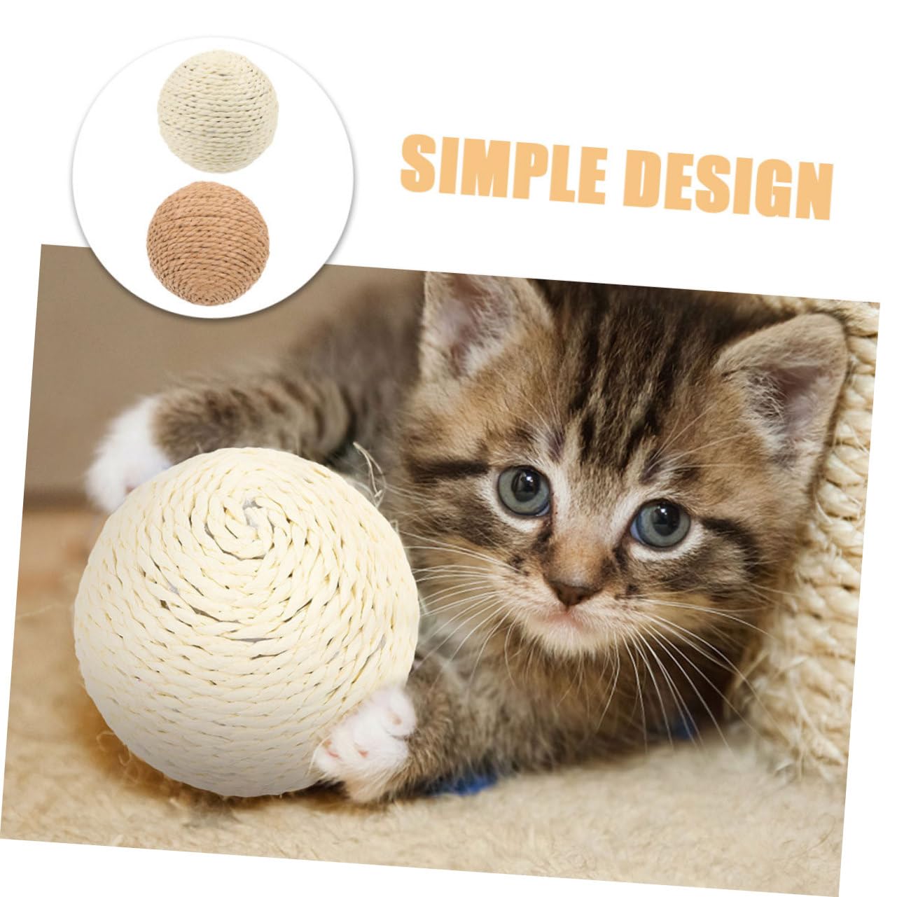 Kisangel 6 Piezas Bola de sisal para Gatos Juguete para Gatos Juguete de Pelota para rascar Juguetes para Juguetes para Masticar Gatitos Juguete para Mascotas rascadores para