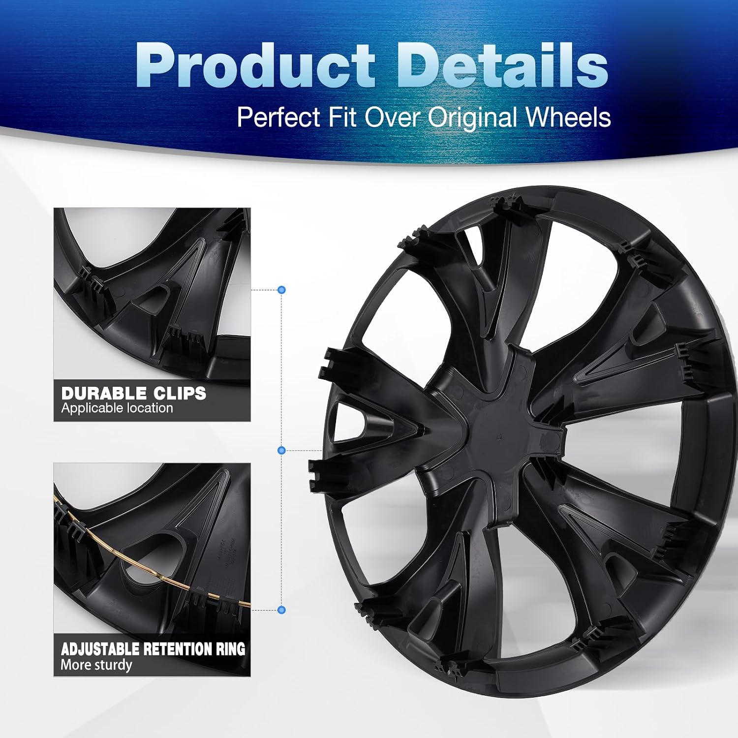 16inch Hubcaps Wheel Covers for 2016-2026 Honda Civic Sedan, ABS+PC Plastic Snap-on Hubcap Replacement Set of 4 16'' Silver & Glossy Black OEM# 42700-TBA-A12