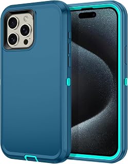 I-HONVA for iPhone 15 Pro Max Case Shockproof Dust/Drop Proof 3-Layer Full Body Protection [Without Screen Protector] Rugged Heavy Duty Cover Case for Apple iPhone 15 Pro Max 6.7 inch,Turquoise