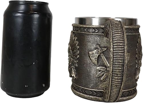 Miniatura 8 de Ebros Gift Nativo americano indio tribal jefe guerrero cráneo con águila cucaracha tocado y doble hacha cruzada taza de café taza de bebida jarra