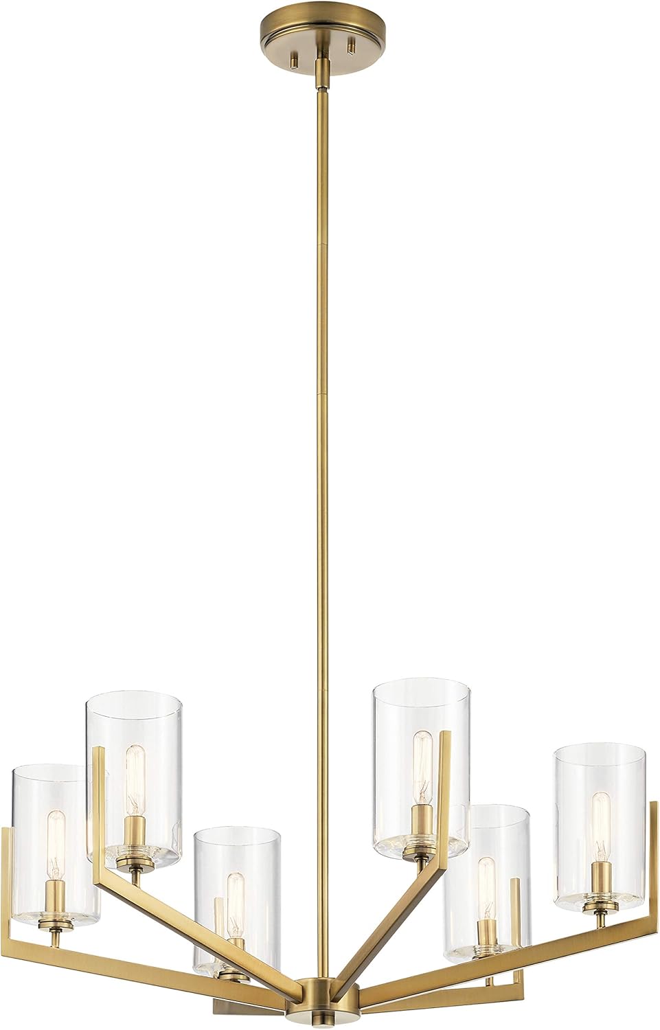 KICHLER Nye 14.75" 6 Light Chandelier with Clear Glass in Brushed Natural Brass